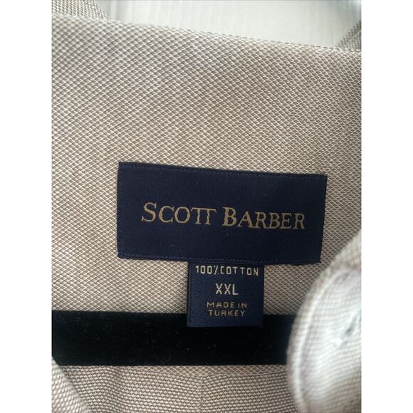 Scott Barber Mens XXL Beige Short Sleeve Oxford Button Front Heritage Academia - Picture 6 of 7